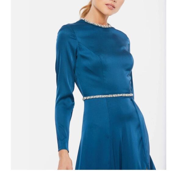 Ieena Mac Duggal Women's 4 Evening Gown Sapphire Blue Crystal Trim 26524 SAP NWT - Picture 1 of 10